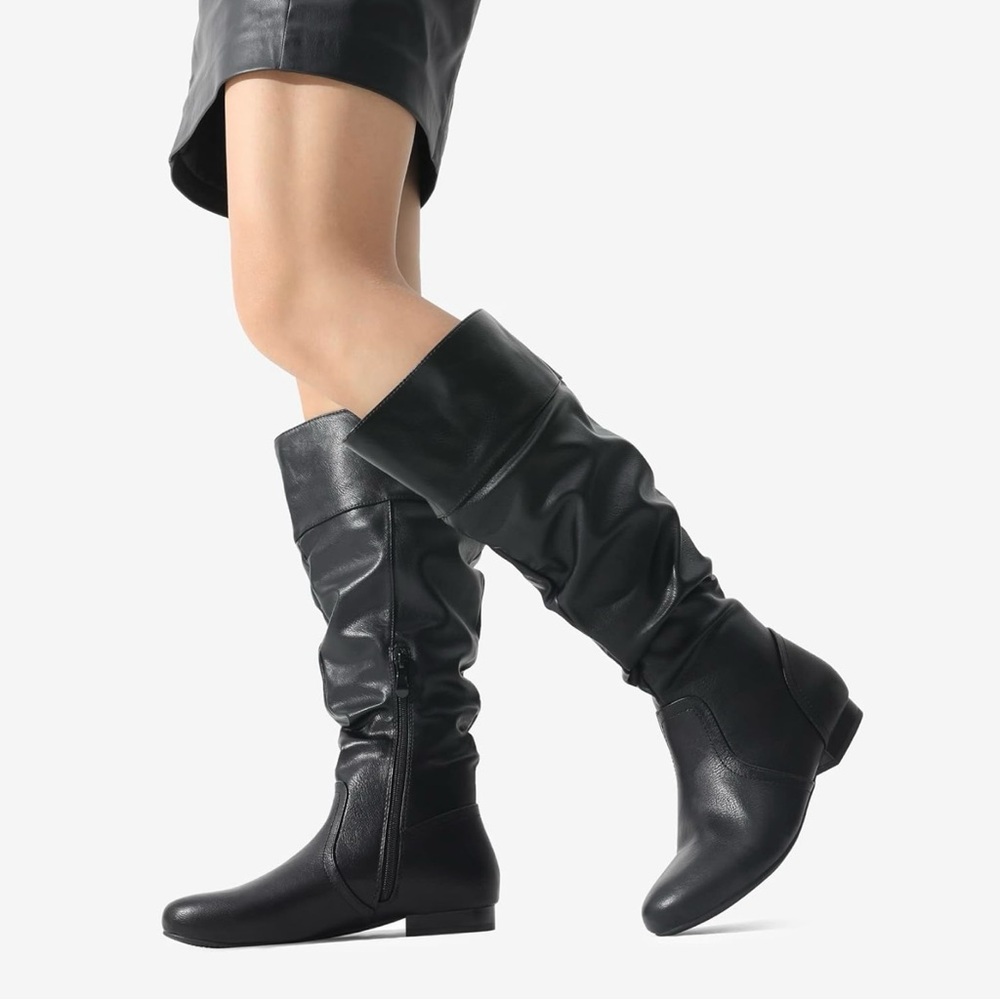 DREAM PAIRS Women's Wide Calf Knee High Pull On Boots